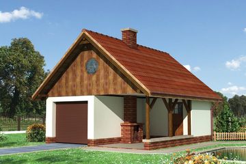 Projekt garażu 22 (226) - parterowy dom o powierzchni 17,50 m², dach dwuspadowy - ujęcie frontu