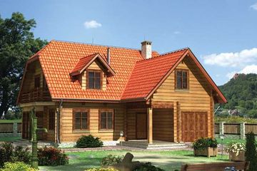  Projekt domu Rozalia - bal drewniany (KRD1350) - projekt domu parterowego z poddaszem - Zdjęcie 1