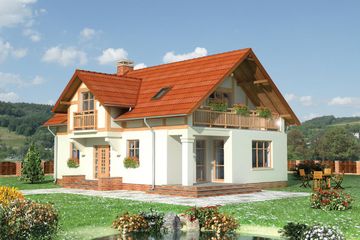  Projekt domu Miłomłyn - murowana – ceramika (KRD1529) - projekt domu parterowego z poddaszem - Zdjęcie 1