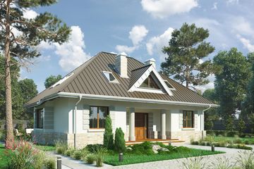  Projekt domu Amadej (827) (KRD1582) - projekt domu parterowego z poddaszem - Zdjęcie 1