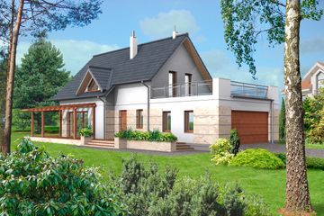  Projekt domu Tokio II DCP190a (WOB1041) - projekt domu parterowego z poddaszem - Zdjęcie 1