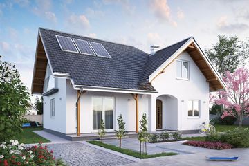  Projekt domu Karmel - murowana – ceramika (KRD1108) - projekt domu parterowego z poddaszem - Zdjęcie 1