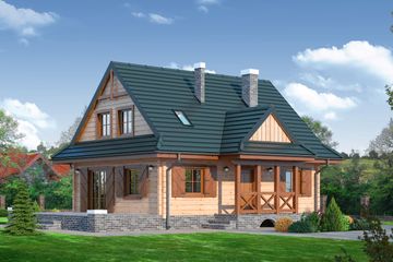  Projekt domu Zawoja średnia dw (KRP1357) - projekt domu parterowego z poddaszem - Zdjęcie 1