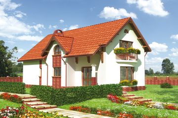  Projekt domu Kajman - murowana – ceramika (KRD1100) - projekt domu parterowego z poddaszem - Zdjęcie 1