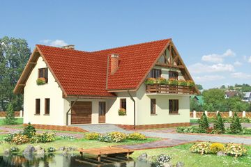  Projekt domu Karat - murowana – ceramika (KRD1106) - projekt domu parterowego z poddaszem - Zdjęcie 1