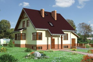  Projekt domu Żonkil-2 - murowana – beton komórkowy (KRD1661) - projekt domu parterowego z poddaszem - Zdjęcie 1