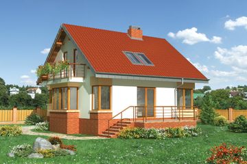  Projekt domu Sabina - murowana – beton komórkowy (KRD1663) - projekt domu parterowego z poddaszem - Zdjęcie 1