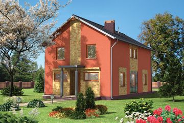  Projekt domu Cynober - murowana – ceramika (KRD1297) - projekt domu z pełnym piętrem - Zdjęcie 1