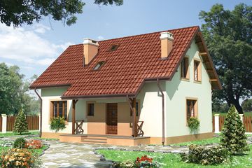  Projekt domu Cyryl - murowana – ceramika (KRD1299) - projekt domu parterowego z poddaszem - Zdjęcie 1