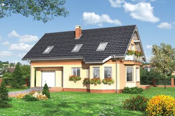  Projekt domu Spinka Midi - murowana – beton komórkowy (KRD1675) - projekt domu parterowego z poddaszem - Zdjęcie 1