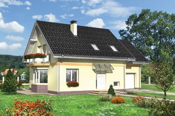  Projekt domu Bera - murowana – beton komórkowy (KRD1676) - projekt domu parterowego z poddaszem - Zdjęcie 1