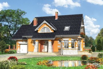  Projekt domu Maja Krak - murowana – beton komórkowy (KRD1677) - projekt domu parterowego z poddaszem - Zdjęcie 1