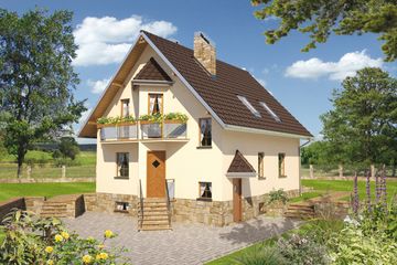  Projekt domu Mała Marzanna - murowana – beton komórkowy (KRD1145) - projekt domu parterowego z poddaszem - Zdjęcie 1