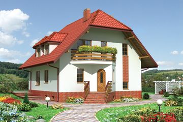  Projekt domu Marzanna - murowana – beton komórkowy (KRD1151) - projekt domu parterowego z poddaszem - Zdjęcie 1