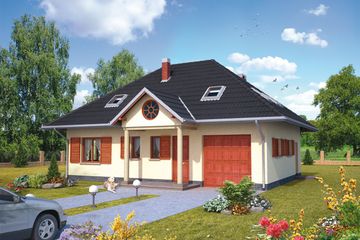  Projekt domu Mały Dworek - murowana - klinkier (KRD1153) - projekt domu parterowego z poddaszem - Zdjęcie 1