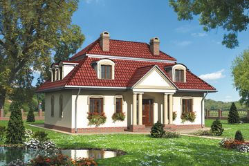  Projekt domu Dziwisz - murowana – ceramika (KRD1303) - projekt domu parterowego z poddaszem - Zdjęcie 1