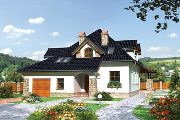  Projekt domu Gniewko - murowana – ceramika (KRD1311) - projekt domu parterowego z poddaszem - Zdjęcie 1
