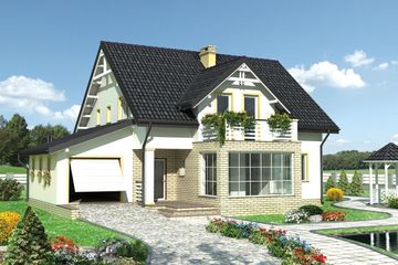  Projekt domu Jonatan - murowana – ceramika (KRD1463) - projekt domu parterowego z poddaszem - Zdjęcie 1