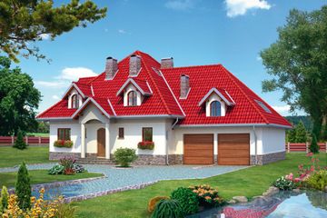  Projekt domu Kastor - murowana – beton komórkowy (KRD1467) - projekt domu parterowego z poddaszem - Zdjęcie 1