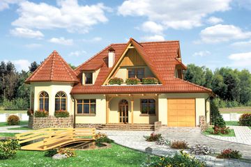  Projekt domu Zameczek-2 - murowana – ceramika (KRD1808) - projekt domu parterowego z poddaszem - Zdjęcie 1