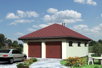 Projekt garażu 32 (236) - parterowy dom o powierzchni 33,10 m², dach kopertowy - ujęcie frontu