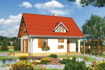  Projekt domu Drobina - murowana – beton komórkowy (KRD1358) - projekt domu parterowego z poddaszem - Zdjęcie 1