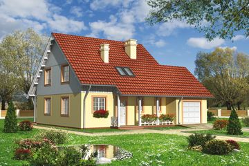  Projekt domu Oktawian - murowana – ceramika (KRD1539) - projekt domu parterowego z poddaszem - Zdjęcie 1