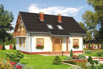  Projekt domu Petunia - murowana – ceramika (KRD1547) - projekt domu parterowego z poddaszem - Zdjęcie 1