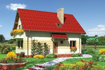  Projekt domu Alfa - murowana - ceramika (KRD1006) - projekt domu parterowego z poddaszem - Zdjęcie 1