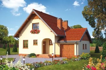  Projekt domu Kraska - murowana – ceramika (KRD1124) - projekt domu parterowego z poddaszem - Zdjęcie 1