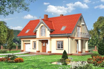  Projekt domu Antałek Mobil - murowana – beton komórkowy (KRD1683) - projekt domu parterowego z poddaszem - Zdjęcie 1