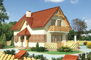  Projekt domu Mini - murowana – ceramika (KRD1160) - projekt domu parterowego z poddaszem - Zdjęcie 1