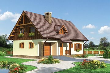  Projekt domu Modrak - murowana – ceramika (KRD1163) - projekt domu parterowego z poddaszem - Zdjęcie 1