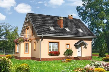  Projekt domu Kosma - murowana – ceramika (KRD1317) - projekt domu parterowego z poddaszem - Zdjęcie 1