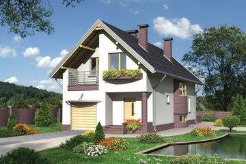  Projekt domu Foka - murowana – beton komórkowy (KRD1817) - projekt domu parterowego z poddaszem - Zdjęcie 1