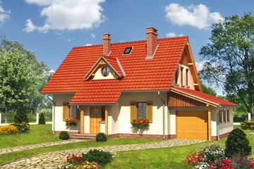  Projekt domu Płomyk - murowana – ceramika (KRD1558) - projekt domu parterowego z poddaszem - Zdjęcie 1