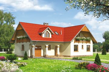  Projekt domu Alka - murowana – ceramika (KRD1007) - projekt domu parterowego z poddaszem - Zdjęcie 1