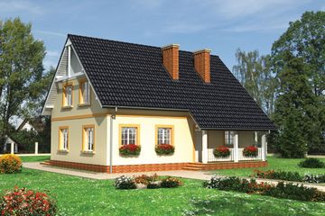  Projekt domu Kuba - murowana – ceramika (KRD1129) - projekt domu parterowego z poddaszem - Zdjęcie 1