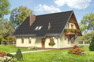  Projekt domu Lajkonik - murowana - klinkier (KRD1131) - projekt domu parterowego z poddaszem - Zdjęcie 1