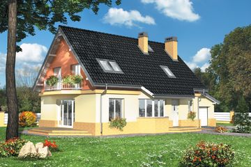  Projekt domu Marta - murowana – beton komórkowy (KRD1706) - projekt domu parterowego z poddaszem - Zdjęcie 1