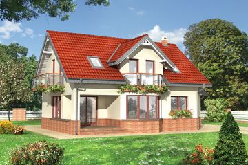  Projekt domu Zenek - murowana - beton komórkowy (KRD1707) - projekt domu parterowego z poddaszem - Zdjęcie 1