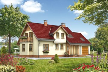  Projekt domu Makary - murowana – ceramika (KRD1325) - projekt domu parterowego z poddaszem - Zdjęcie 1