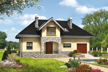  Projekt domu Wit - murowana – ceramika (KRD1487) - projekt domu parterowego z poddaszem - Zdjęcie 1