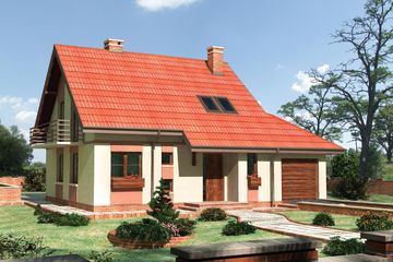  Projekt domu Poziomka - murowana – ceramika (KRD1560) - projekt domu parterowego z poddaszem - Zdjęcie 1