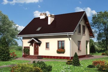  Projekt domu Ścibor - murowana – ceramika (KRD1569) - projekt domu parterowego z poddaszem - Zdjęcie 1