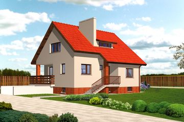  Projekt domu W-0148 (WAA1007) - projekt domu parterowego z poddaszem - Zdjęcie 1