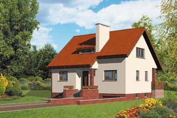  Projekt domu W-0225 (WAA1009) - projekt domu parterowego z poddaszem - Zdjęcie 1