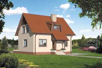  Projekt domu W-0414 (WAA1011) - projekt domu parterowego z poddaszem - Zdjęcie 1