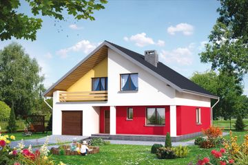  Projekt domu Atut - murowana – ceramika (KRD1020) - projekt domu parterowego z poddaszem - Zdjęcie 1