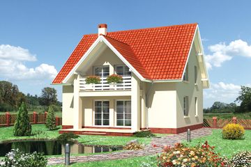 Projekt domu Babie Lato - murowana – ceramika (KRD1024) - projekt domu parterowego z poddaszem - Zdjęcie 1